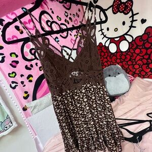 Trixxi Brown and White Floral Dress